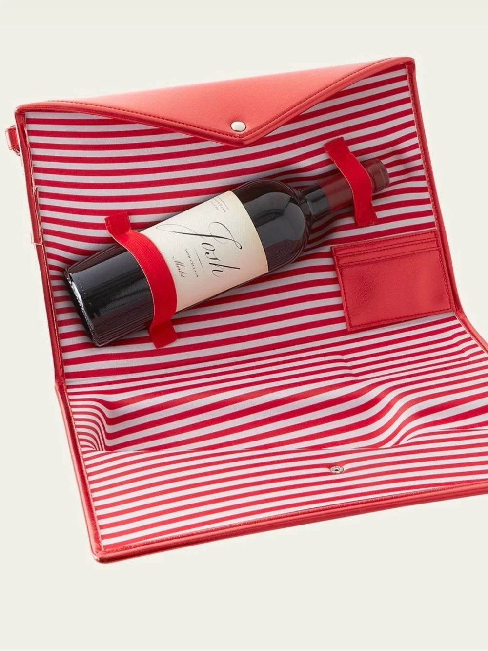 8 Oak Lane Metallic Red Wine Carrier Clutch - Stylish Bottle Case Neiman Marcus - Picture 2 of 6